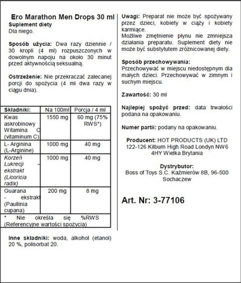 Stymulujące krople dla mężczyzn na długi sex 30ml Stymulujące krople dla mężczyzn na długi sex 30ml