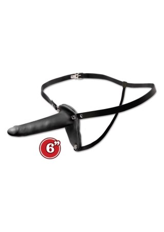 Strap-on uprząż na szelkach czarne gładkie dildo