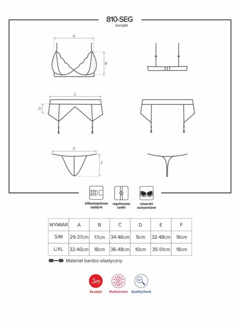 Sex komplet biustonosz pas stringi obsessive s/m