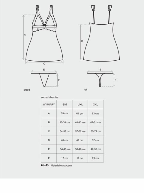 Satynowa sex koszulka stringi komplet secred l/xl Satynowa sex koszulka stringi komplet secred l/xl