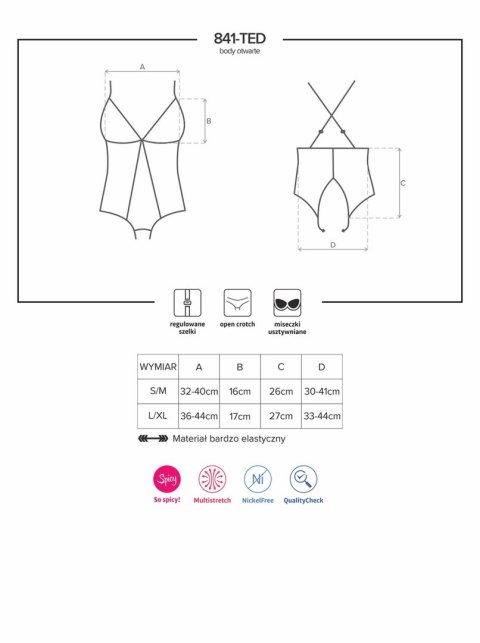 Wycięte w kroku body siateczkowe obsessive l/xl Wycięte w kroku body siateczkowe obsessive l/xl