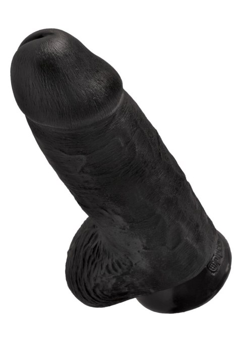 Grube czarne żylaste dildo z przyssawką 23 cm