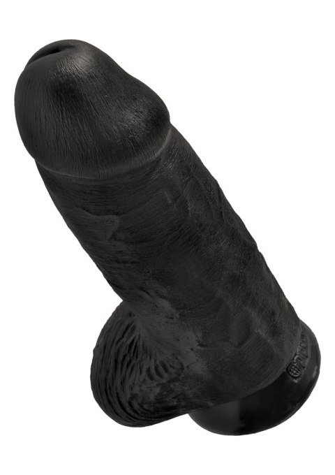Grube czarne żylaste dildo z przyssawką 23 cm