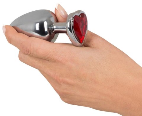 Metalowy stalowy sex korek analny z sercem 9cm