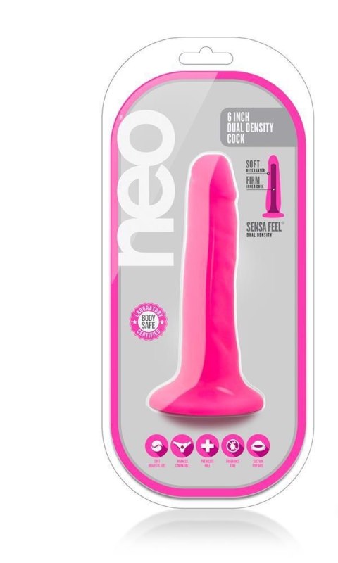Dildo-neo 6inch dual density cock neon pink