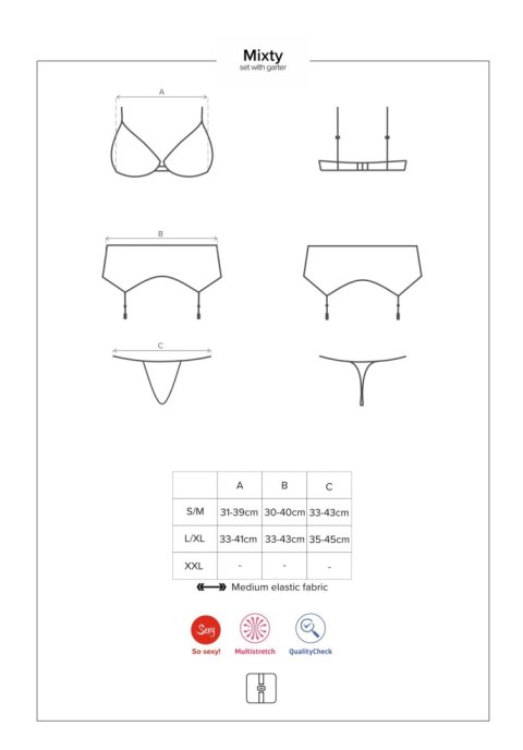 Biustonosz pas stringi sex komplet obsessive l/xl