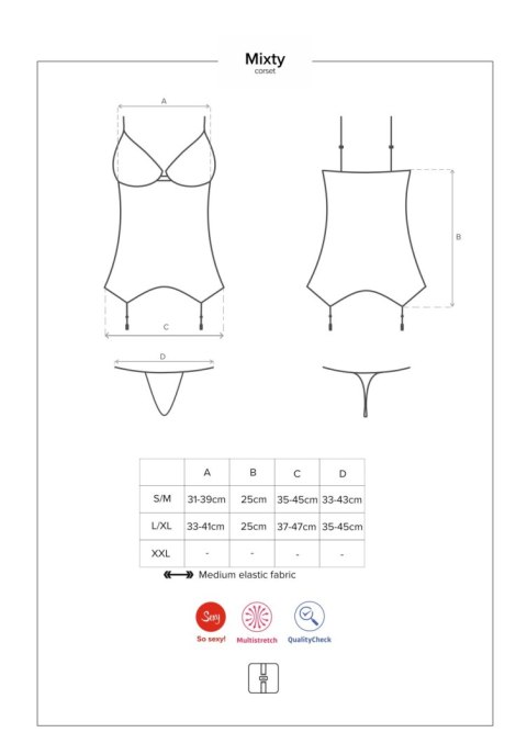Koronkowy gorset stringi komplet obsessive l/xl