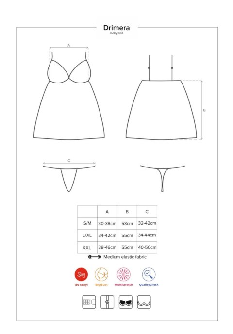 Babydoll koszulka stringi komplet obsessive s/m