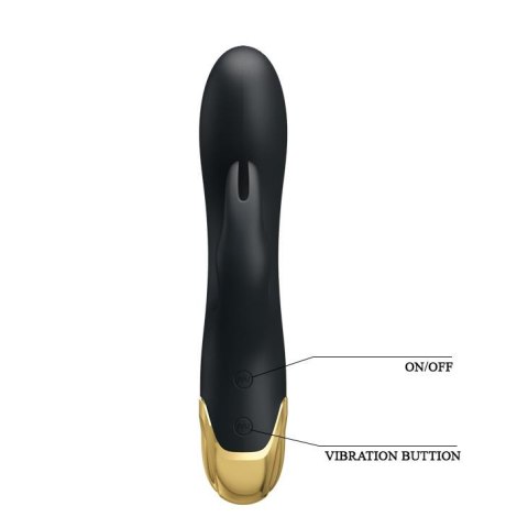 Złocony wibrator z masażerem łechtaczki usb 19cm Złocony wibrator z masażerem łechtaczki usb 19cm