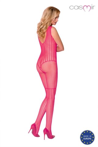 Zmysłowy bodystocking dziurka w kroku dekolt róż