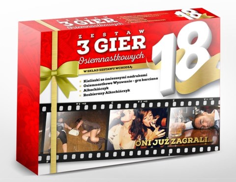 Zestaw 3 gry alkoholowe imprezowe kieliszki 18tka Zestaw 3 gry alkoholowe imprezowe kieliszki 18tka