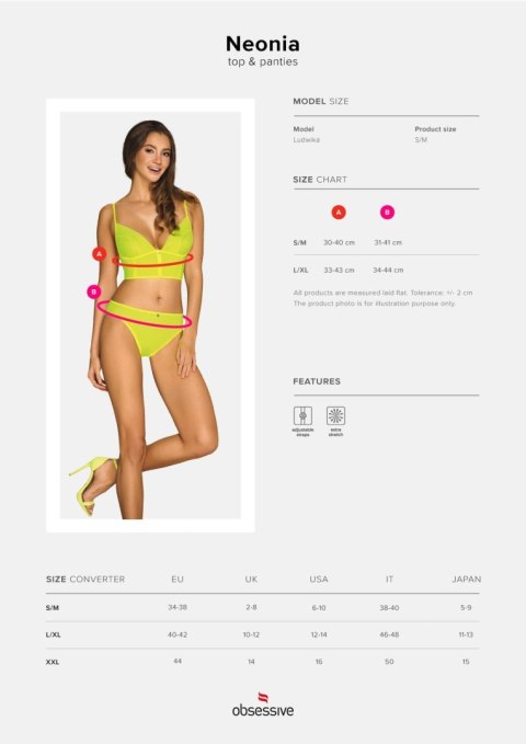 Komplet bielizny top figi - obsessive neonia l/xl