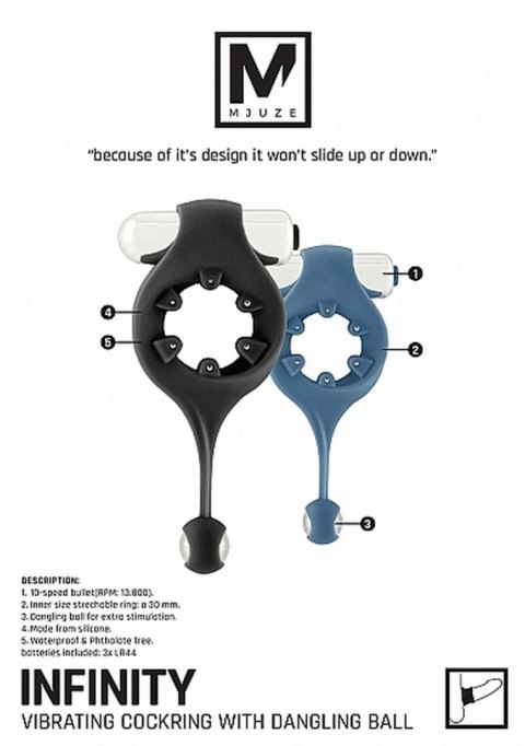 Infinity - Vibrating Cockring with Dangling Ball - Black Infinity - Vibrating Cockring with Dangling Ball - Black