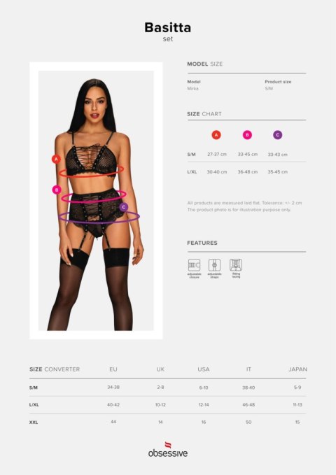 Komplet stanik pas stringi obsessive basitta s/m