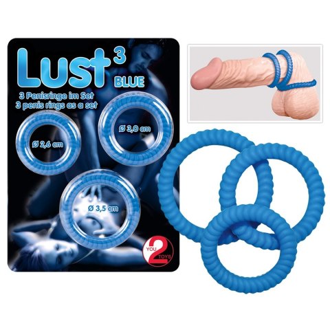PIERŚCIEŃ LUST 3 COCK RINGS BLUE 13-0756 You2Toys PIERŚCIEŃ LUST 3 COCK RINGS BLUE 13-0756 You2Toys