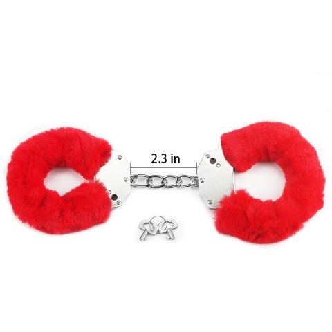 KAJDANKI FLUFFY HAND CUFFS CZERWONE 24-0048 LOVETOY