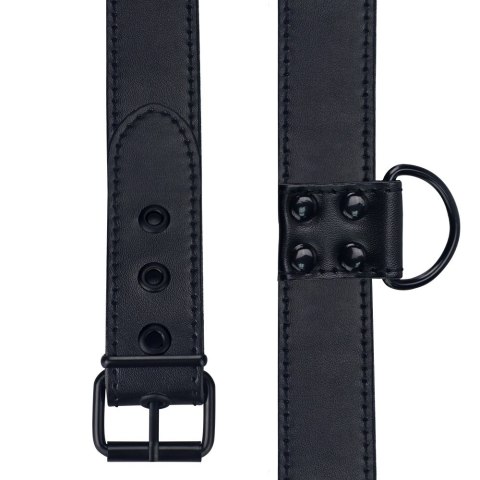 OBROŻA BONDAGE FETISH BLACK MATT COLLAR WITH LEASH 24-0234