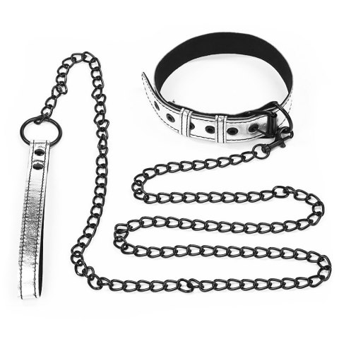 OBROŻA BONDAGE FETISH METALLIC PUP COLLAR WITH LEASH 24-0329 LOVETOY