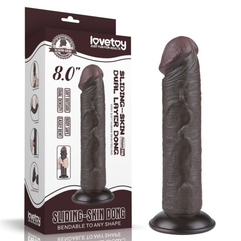DILDO 8'' SLIDING SKIN DUAL LAYER DONG BLACK 24-0377 DILDO 8'' SLIDING SKIN DUAL LAYER DONG BLACK 24-0377