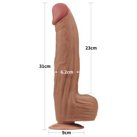 DILDO 12'' KING SIZED SLIDING SKIN DUAL LAYER DONG BRĄZOWY 24-0427 DILDO 12'' KING SIZED SLIDING SKIN DUAL LAYER DONG BRĄZOWY 24-0427