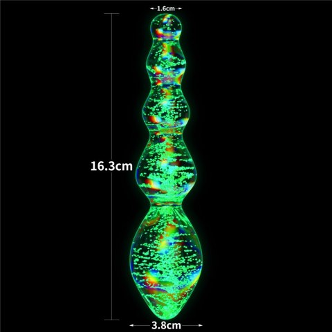 DILDO GLOW-IN-THE-DARK TWILIGHT GLEAM GLASS 24-0447 DILDO GLOW-IN-THE-DARK TWILIGHT GLEAM GLASS 24-0447