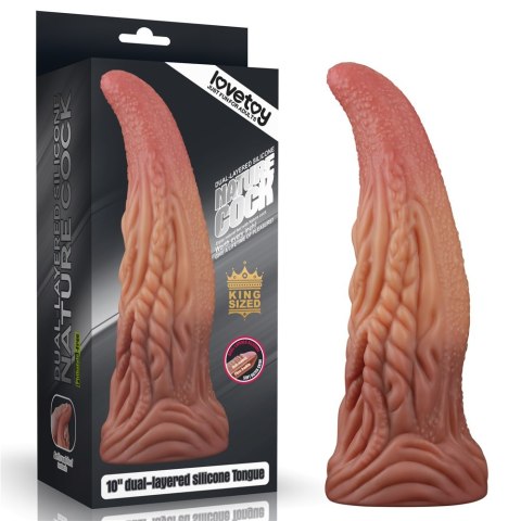 DILDO 10'' DUAL LAYERED PLATINUM SILICONE TONGUE 24-0228 DILDO 10'' DUAL LAYERED PLATINUM SILICONE TONGUE 24-0228