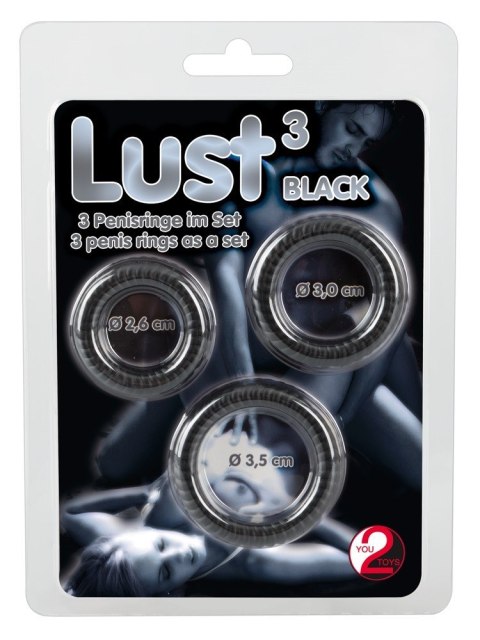 PIERŚCIEŃ LUST 3 COCK RINGS BLACK 13-0725 PIERŚCIEŃ LUST 3 COCK RINGS BLACK 13-0725
