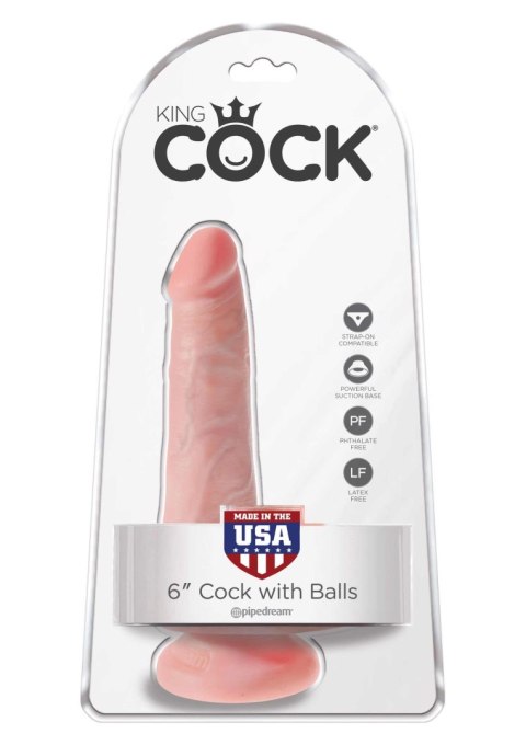 Dildo-king cock 6"" cock with balls flesh